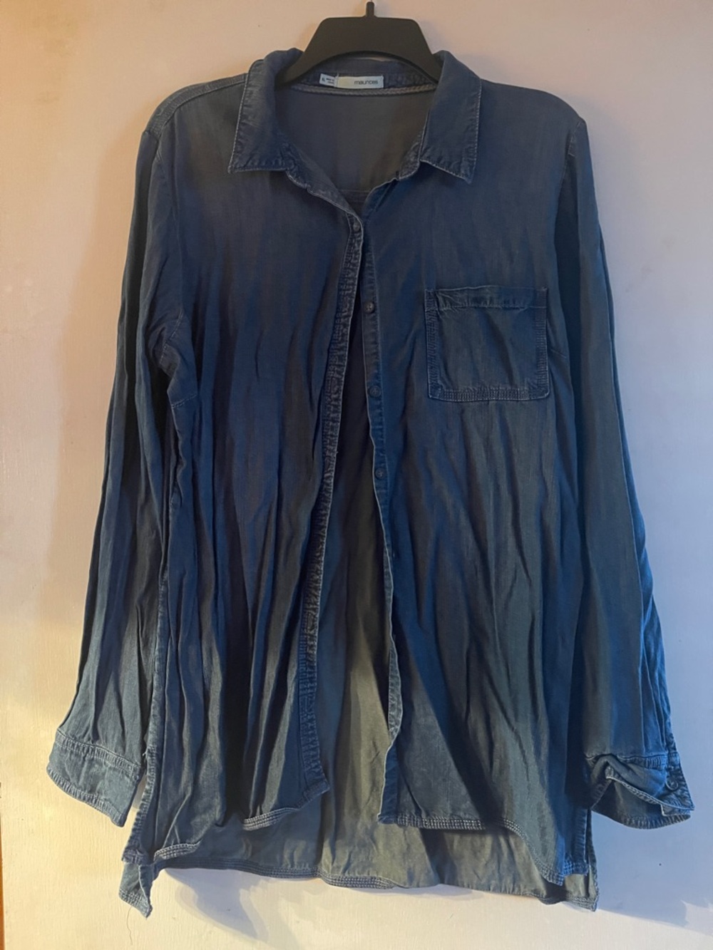Maurices Women's Denim Blue Button-Up Shirt